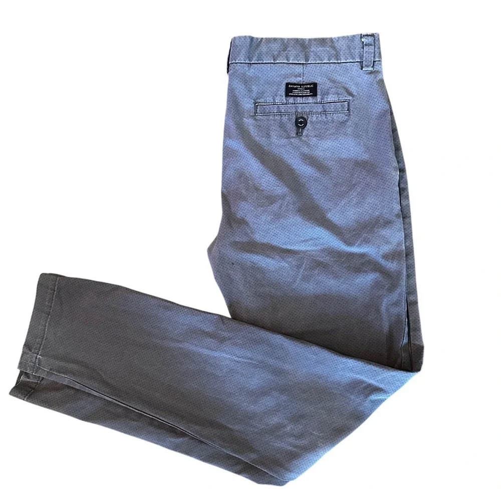 Banana Republic Fulton‎ Skinny Chino Gray Geometric Micro Print Pants Mens 33x34